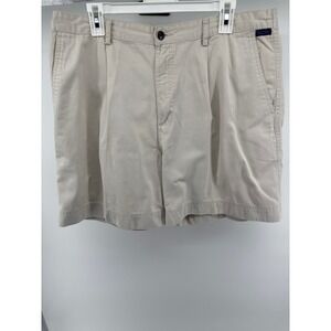 Kahala Mens Khaki Pleated Relaxed Fit Cotton Shorts Size 36